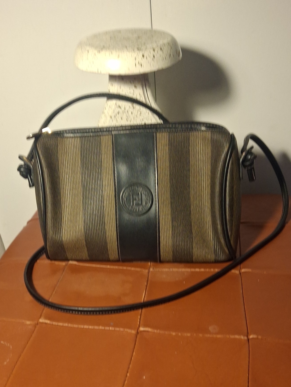 Vintage FENDI Stripe Crossbody Bag in Brown and Black
